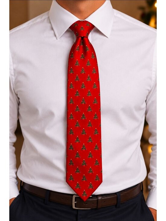 Holiday Traditions Other - Holiday Traditions Red Christmas Tree Silk Tie By Hallmark
